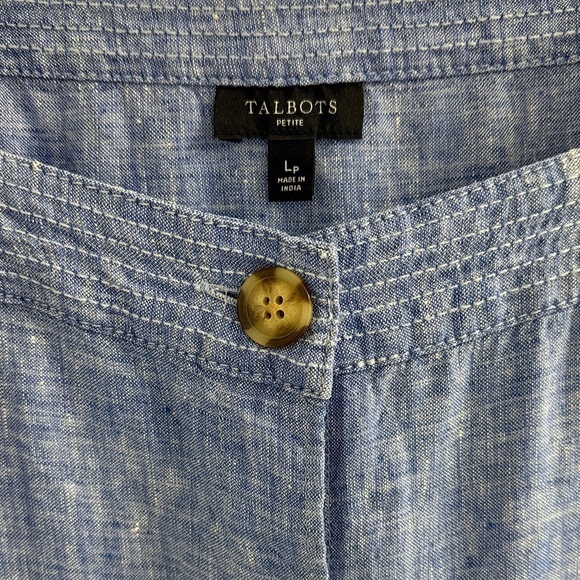 Talbots Blue Linen Button-Down Blouse - Picture 2 of 6